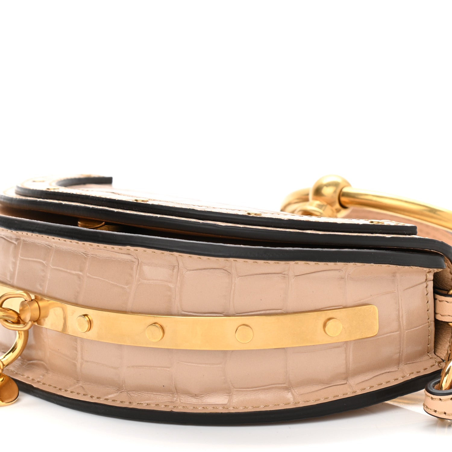 Chloe Calfskin Crocodile Embossed Small Nile Bracelet Minaudiere Bag Nut 11 of 11