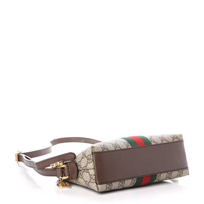 Gucci GG Supreme Monogram Textured Dollar Calfskin Web Small Ophidia Dome Shoulder Bag Beige Ebony New Acero 4 of 7