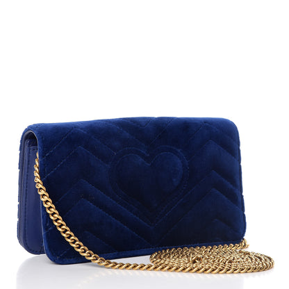 Gucci Velvet Matelasse GG Marmont Mini Bag Cobalt Blue 3 of 11