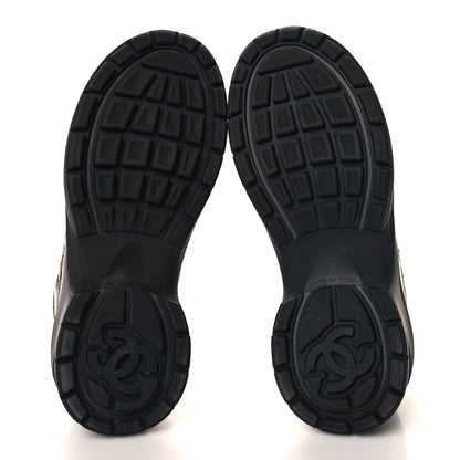 Chanel Fabric Laminated Calfskin Stretch CC Womens Sneakers 37 Khaki Silver Dark Purple 5 of 8