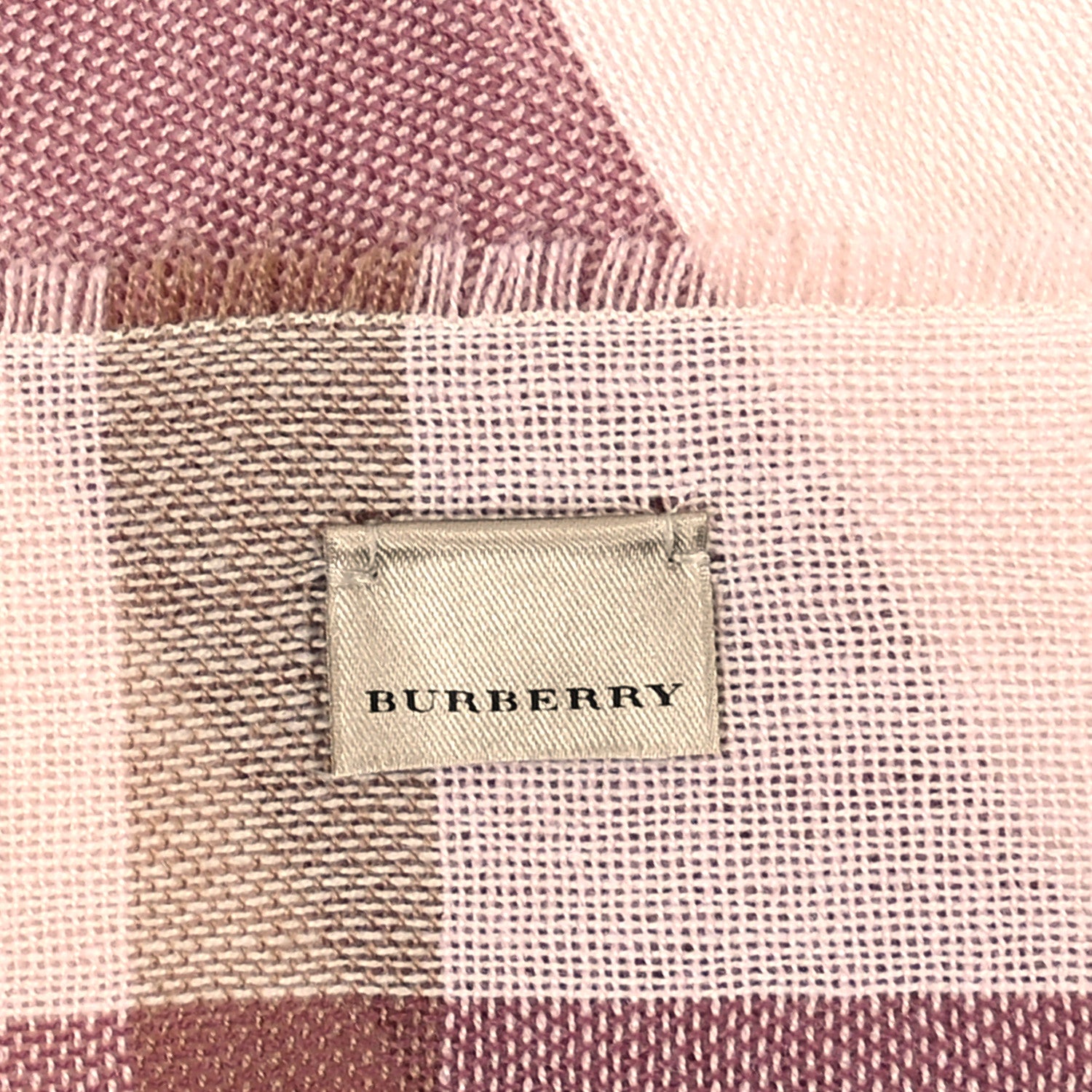 Burberry Wool Silk Gauze Giant Check Scarf Alabaster Pink 4 of 4
