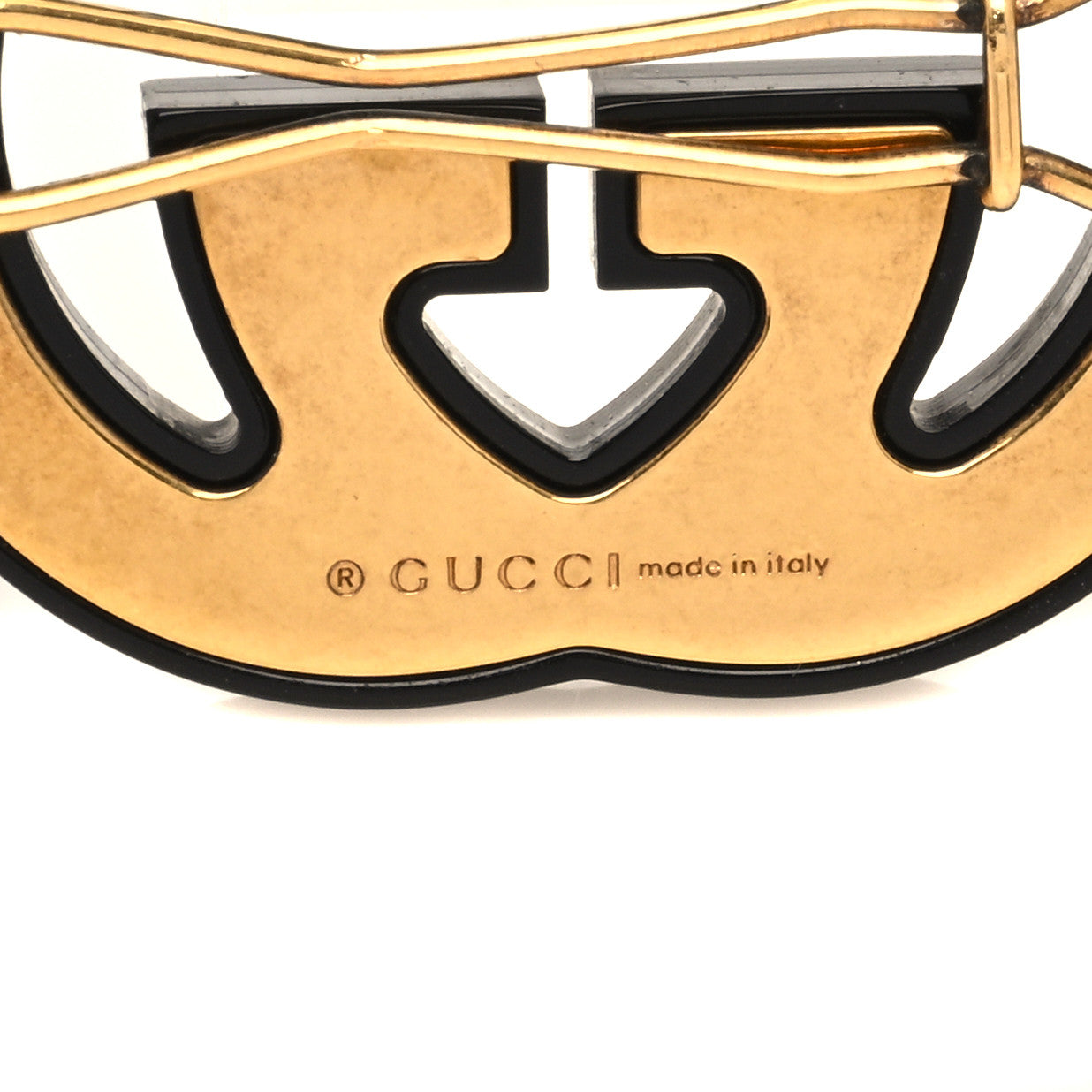 Gucci Resin Crystal Interlocking G Hair Clip Black 4 of 6