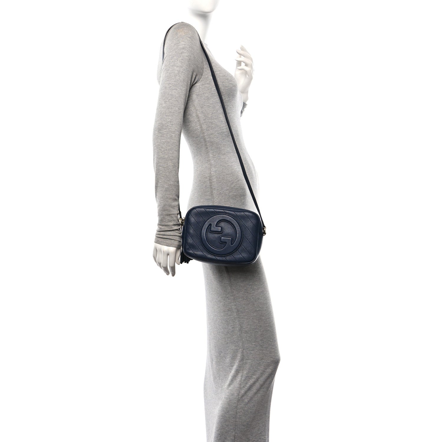 Gucci Sakai Be Green Calfskin Diagonal Stitched Small Blondie Shoulder Bag Blue Agata 2 of 11