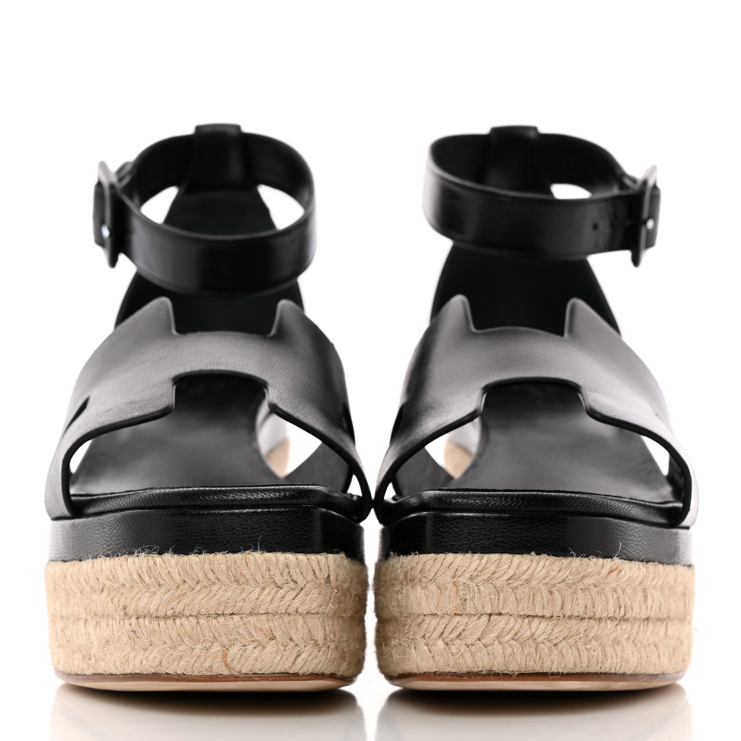 Goatskin Elda Espadrille Wedge Sandals 39 Black