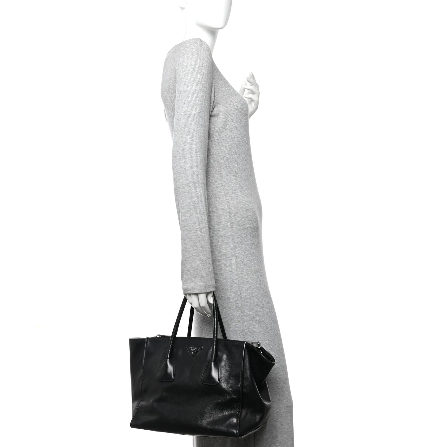 Glace Calf Twin Pocket Tote Black