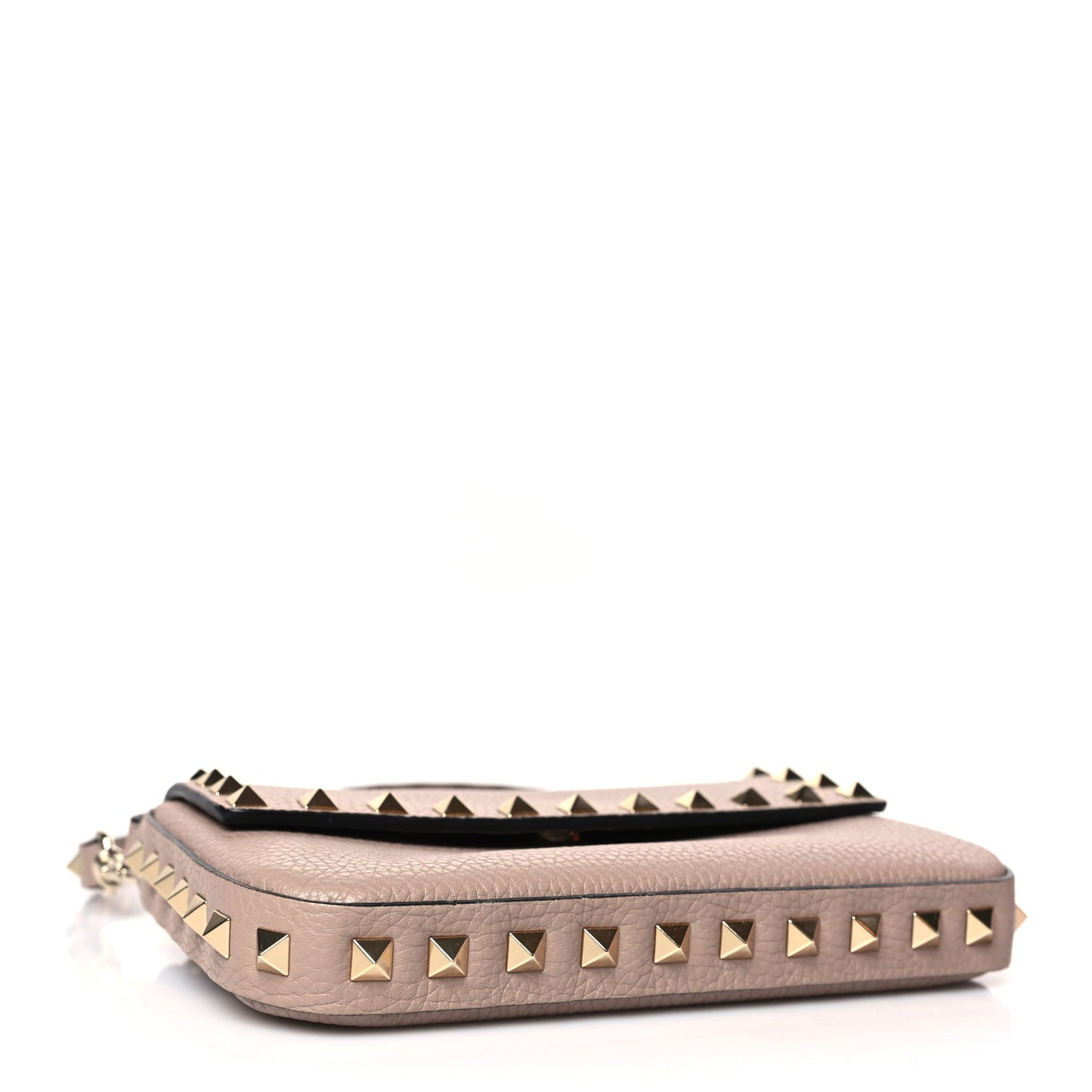 Grainy Calfskin Rockstud Crossbody Pouch Poudre