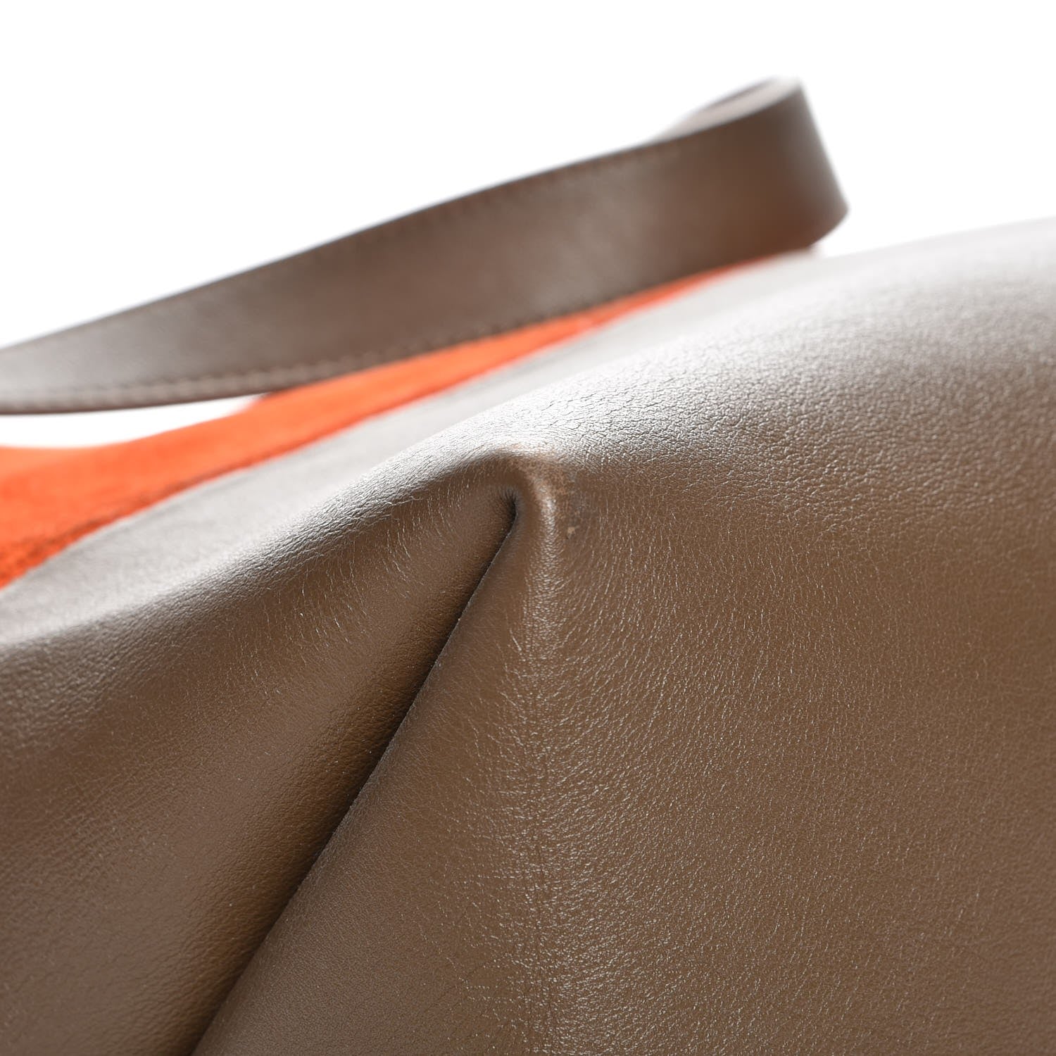 Celine Calfskin Suede All Soft Shoulder Bag Bright Orange Cement Olive 14 of 15