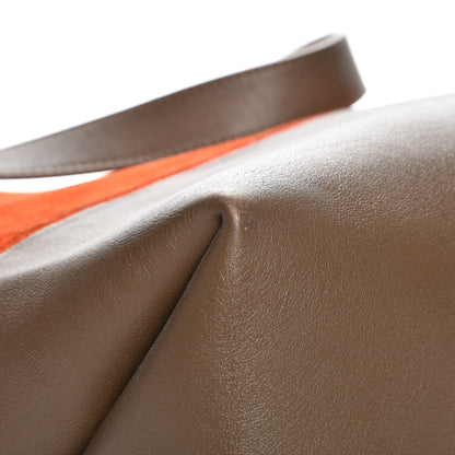 Celine Calfskin Suede All Soft Shoulder Bag Bright Orange Cement Olive 14 of 15