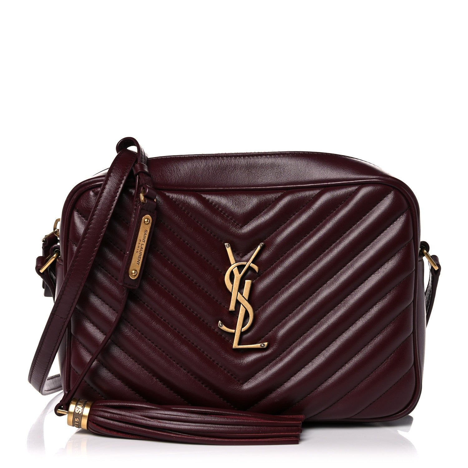Saint Laurent Calfskin Matelasse Monogram Lou Camera Bag Dark Legion Red 1 of 10