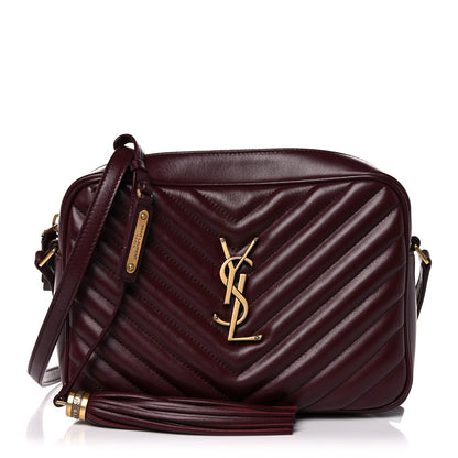 Saint Laurent Calfskin Matelasse Monogram Lou Camera Bag Dark Legion Red 1 of 10