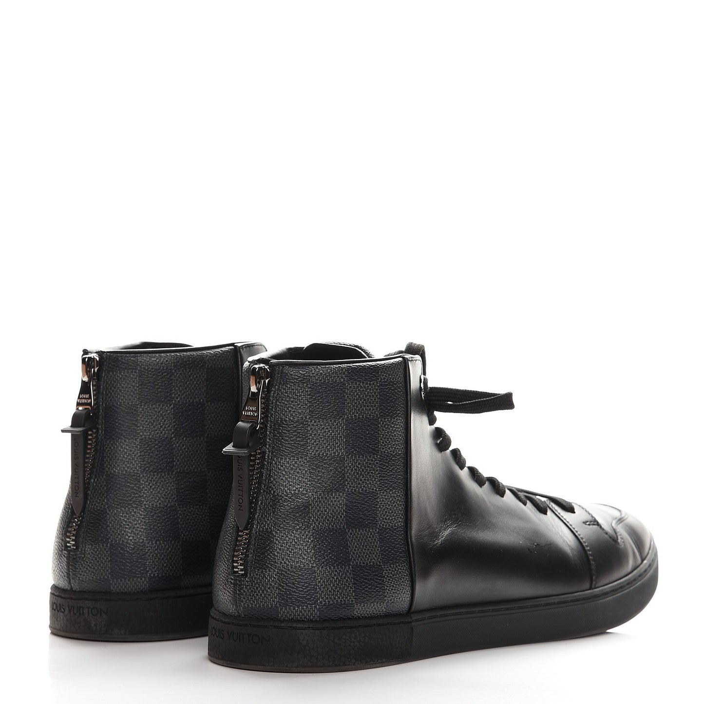Damier Graphite Calfskin Line Up Sneaker Boots 10 Black