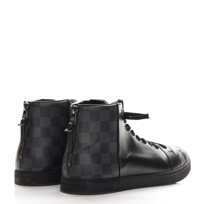 Louis Vuitton Damier Graphite Calfskin Line Up Sneaker Boots 10 Black 4 of 9