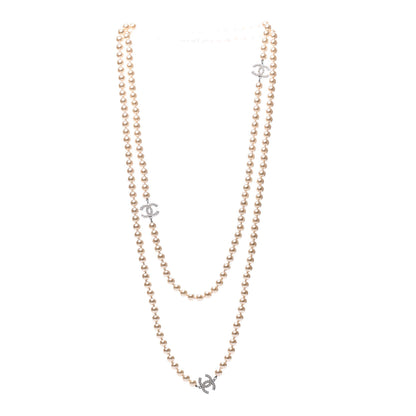 Chanel Pearl CC Long Necklace Silver 3 of 5