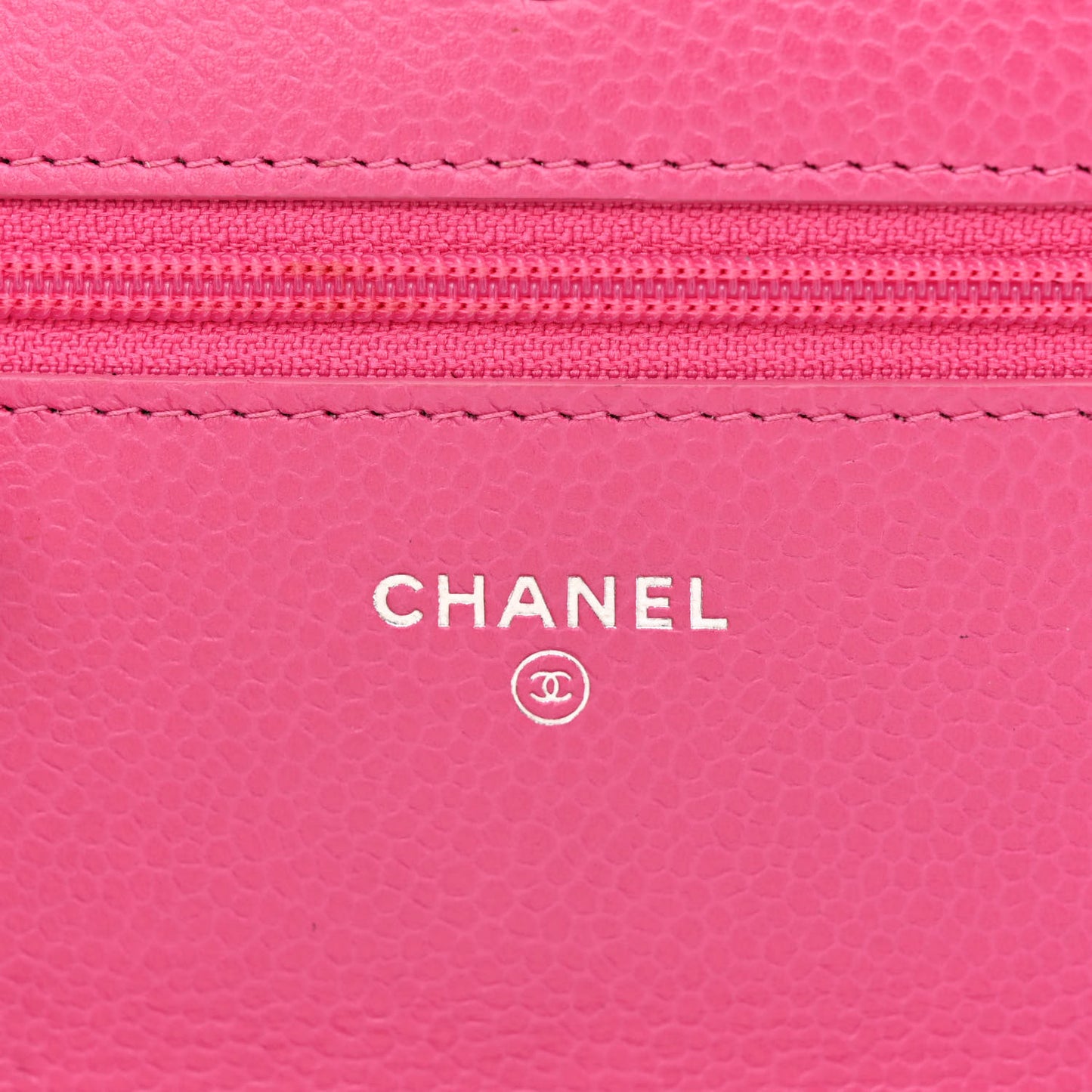 Caviar Quilted Wallet on Chain WOC Dark Pink