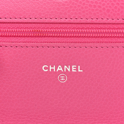 Chanel Caviar Quilted Wallet on Chain WOC Dark Pink 6 of 11