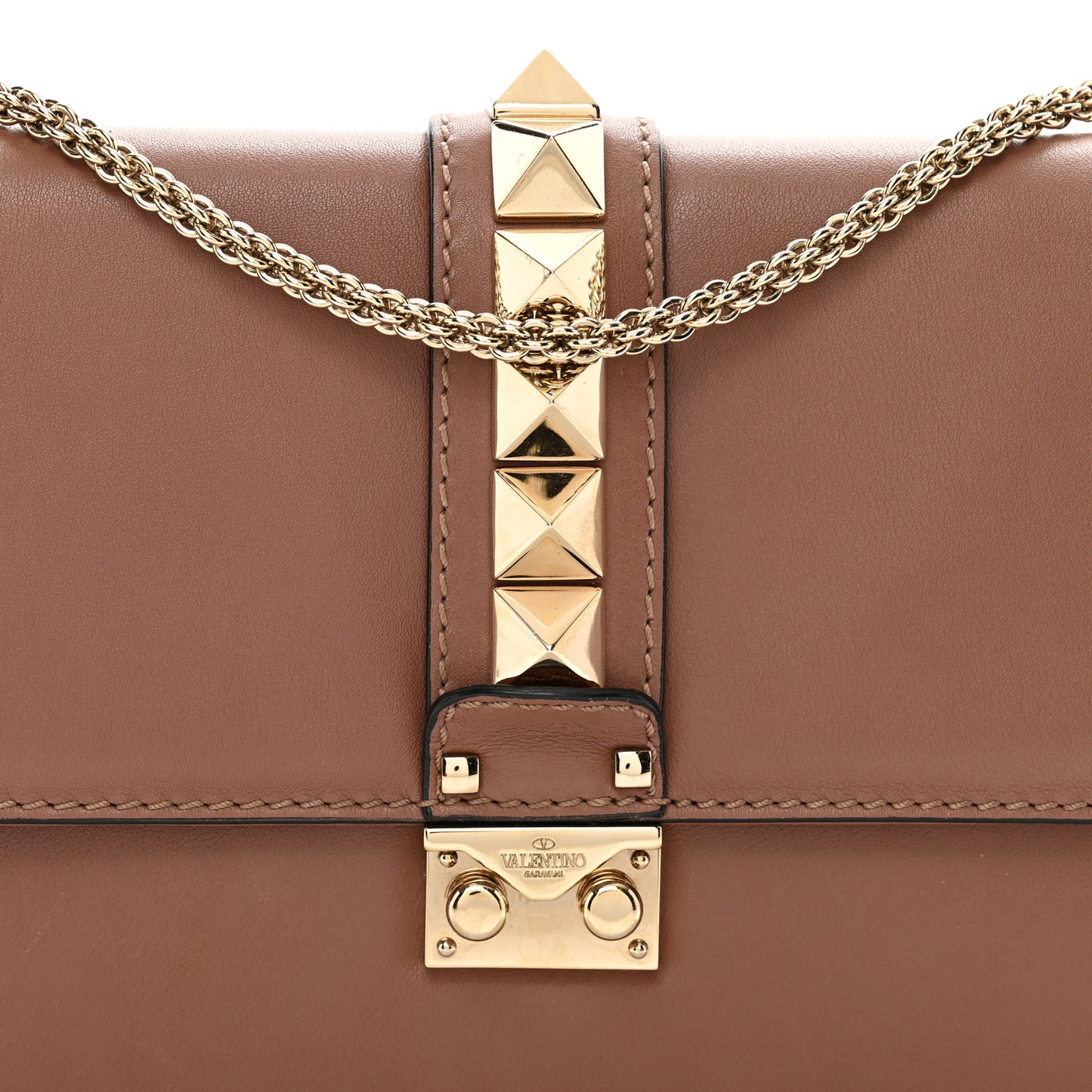 Vitello Medium Glam Lock Rockstud Flap Brownish