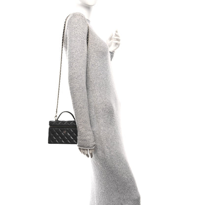 Chanel Caviar Quilted Top Handle Slim Vanity With Chain Navy 2 of 11