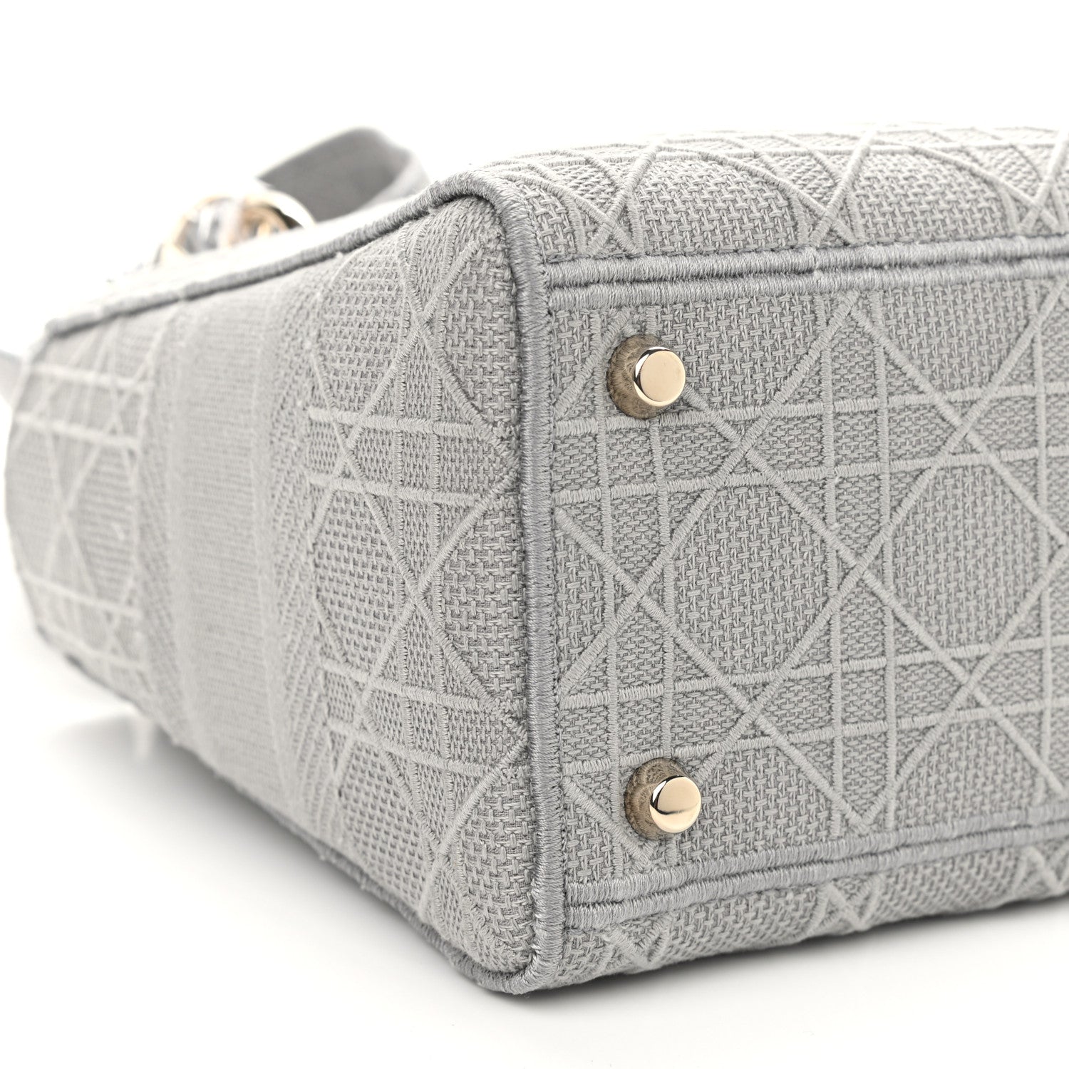 Christian Dior Canvas Embroidered Cannage Medium Lady D-Lite Gray 9 of 11