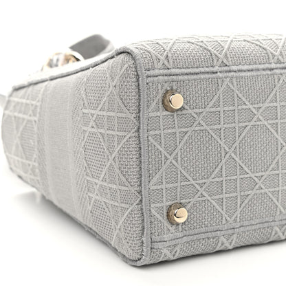 Christian Dior Canvas Embroidered Cannage Medium Lady D-Lite Gray 9 of 11