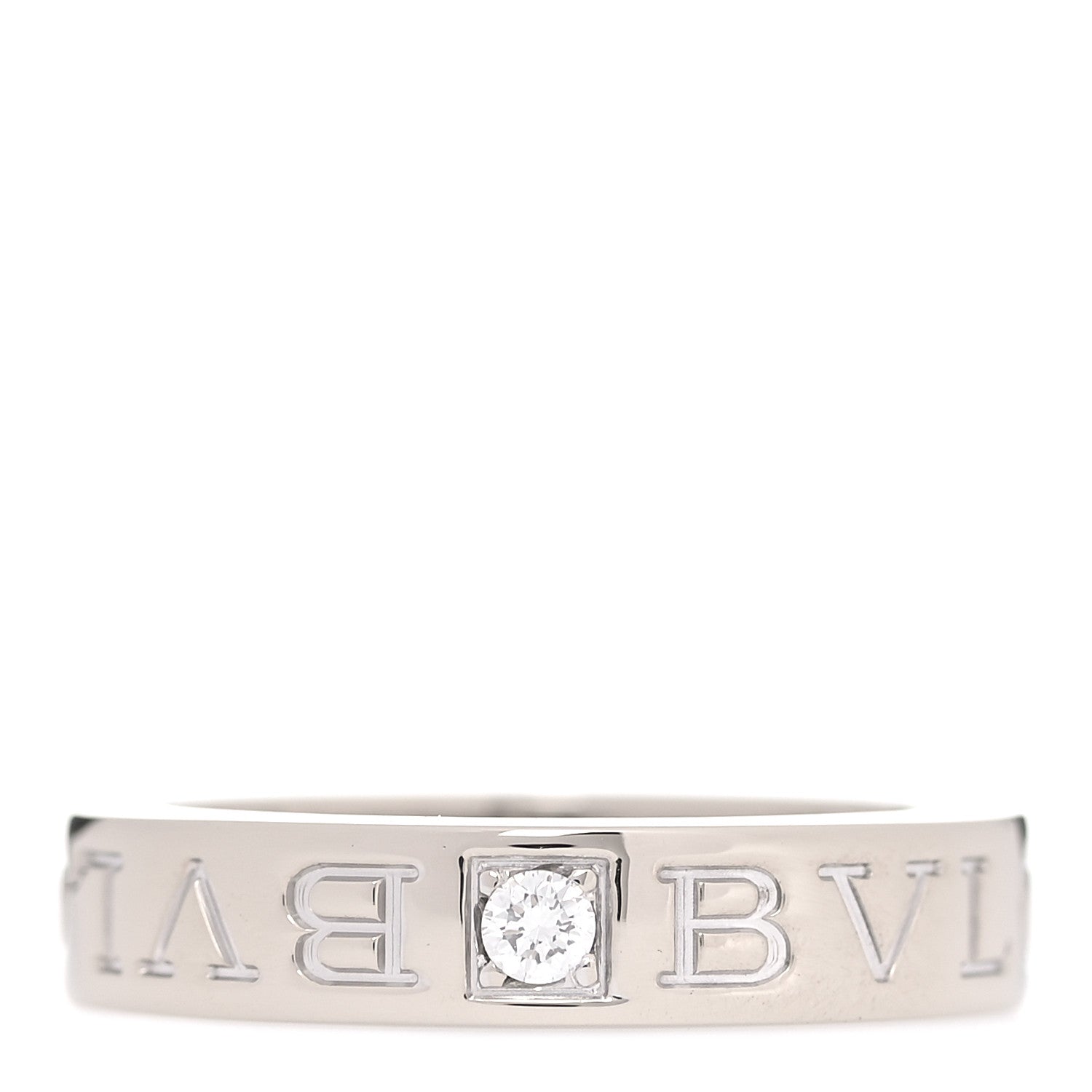 Bulgari 18K White Gold Diamond B.Zero1 Essential Band Ring 48 4.5 1 of 4