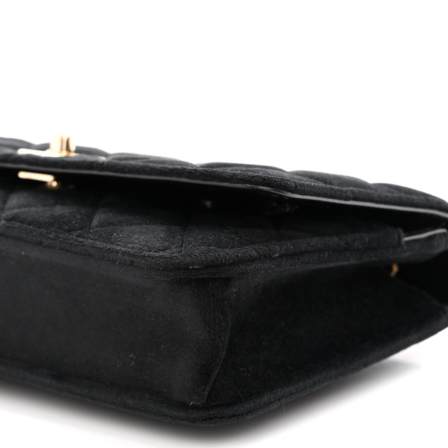 Velvet Quilted Pearl Crush Wallet On Chain WOC Black