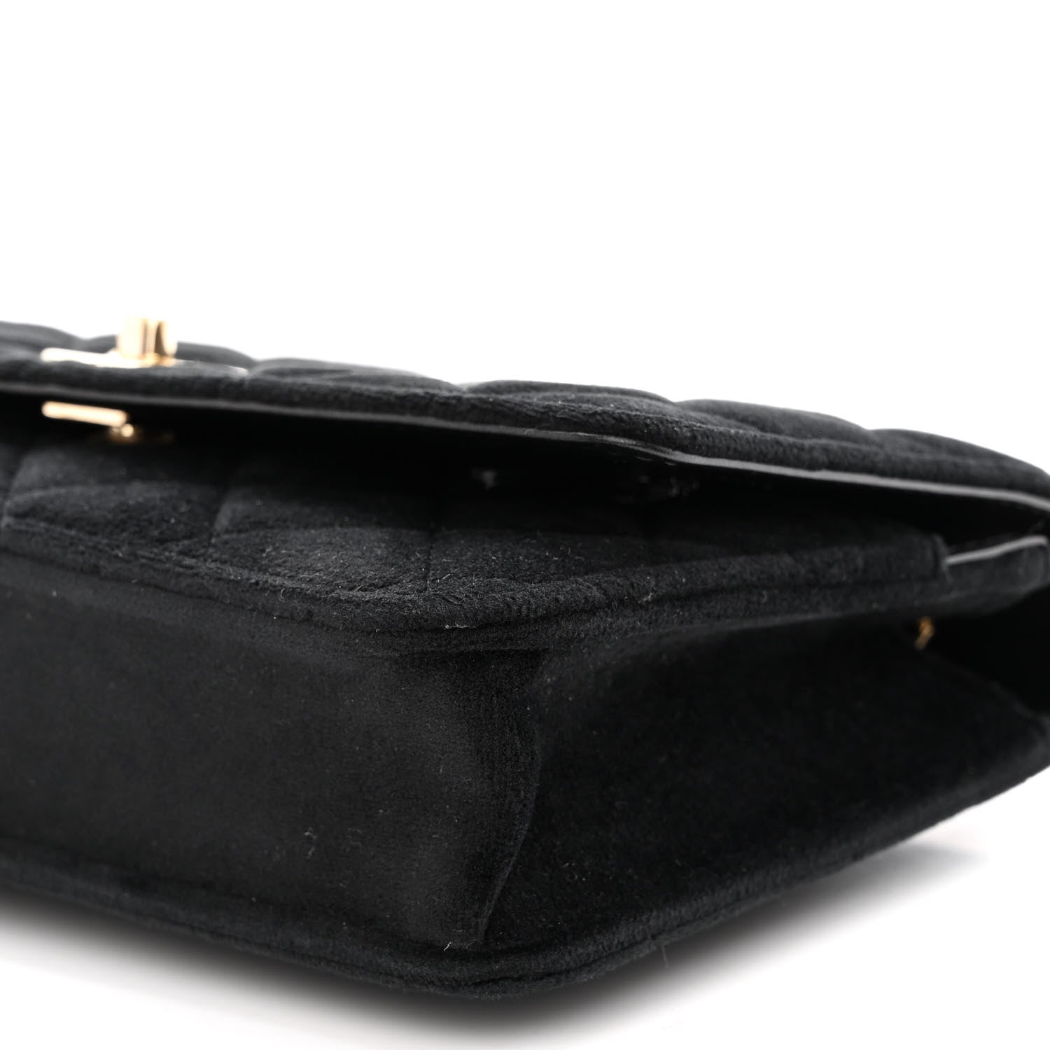 Chanel Velvet Quilted Pearl Crush Wallet On Chain WOC Black 11 of 12