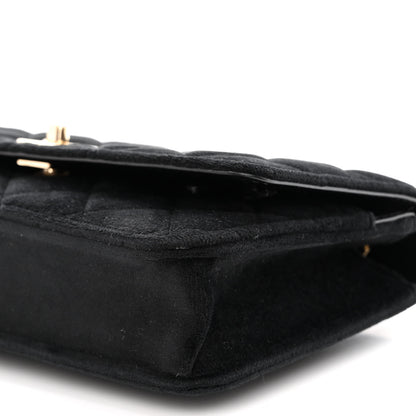 Chanel Velvet Quilted Pearl Crush Wallet On Chain WOC Black 11 of 12