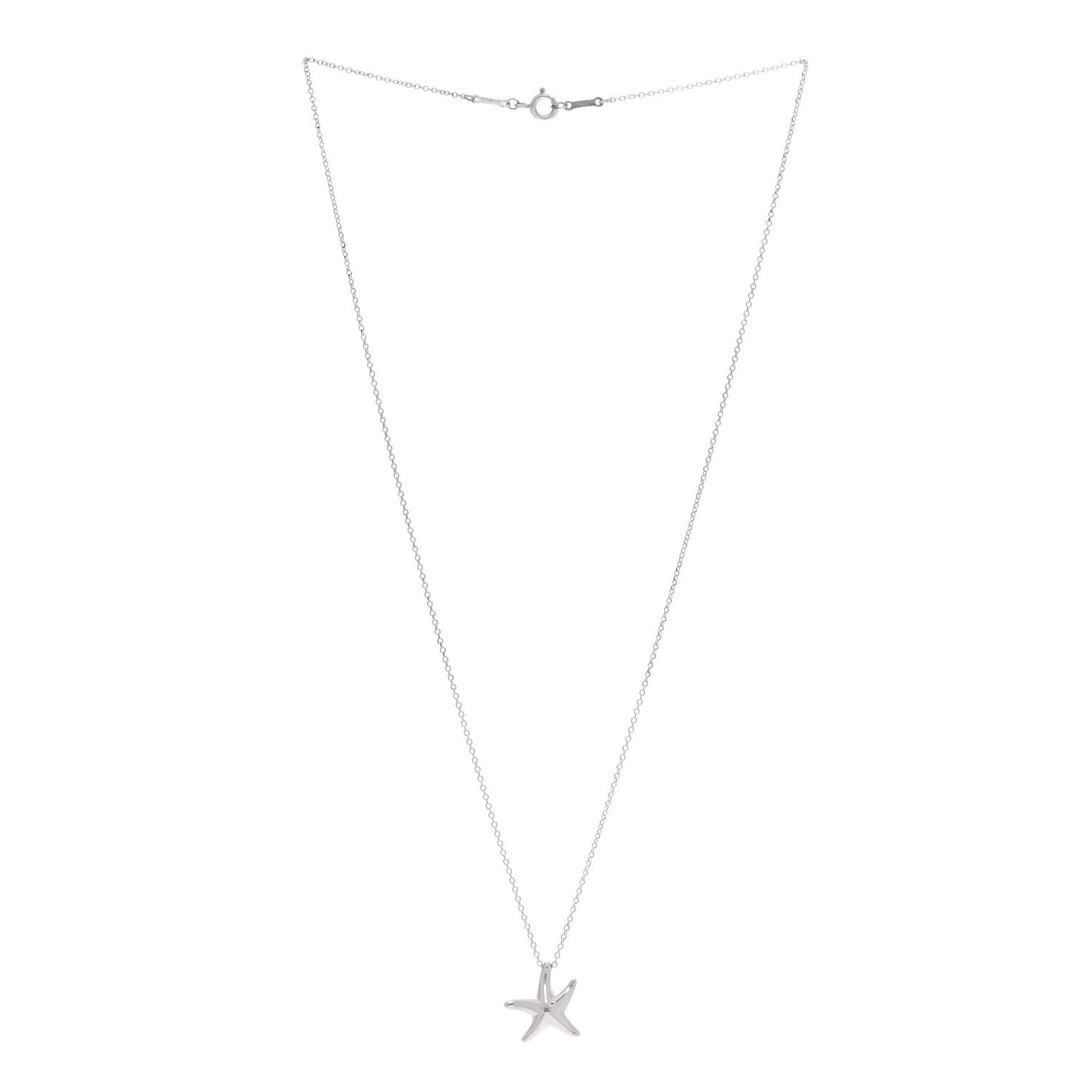 Tiffany Sterling Silver 12mm Elsa Peretti Starfish Pendant Necklace 3 of 5