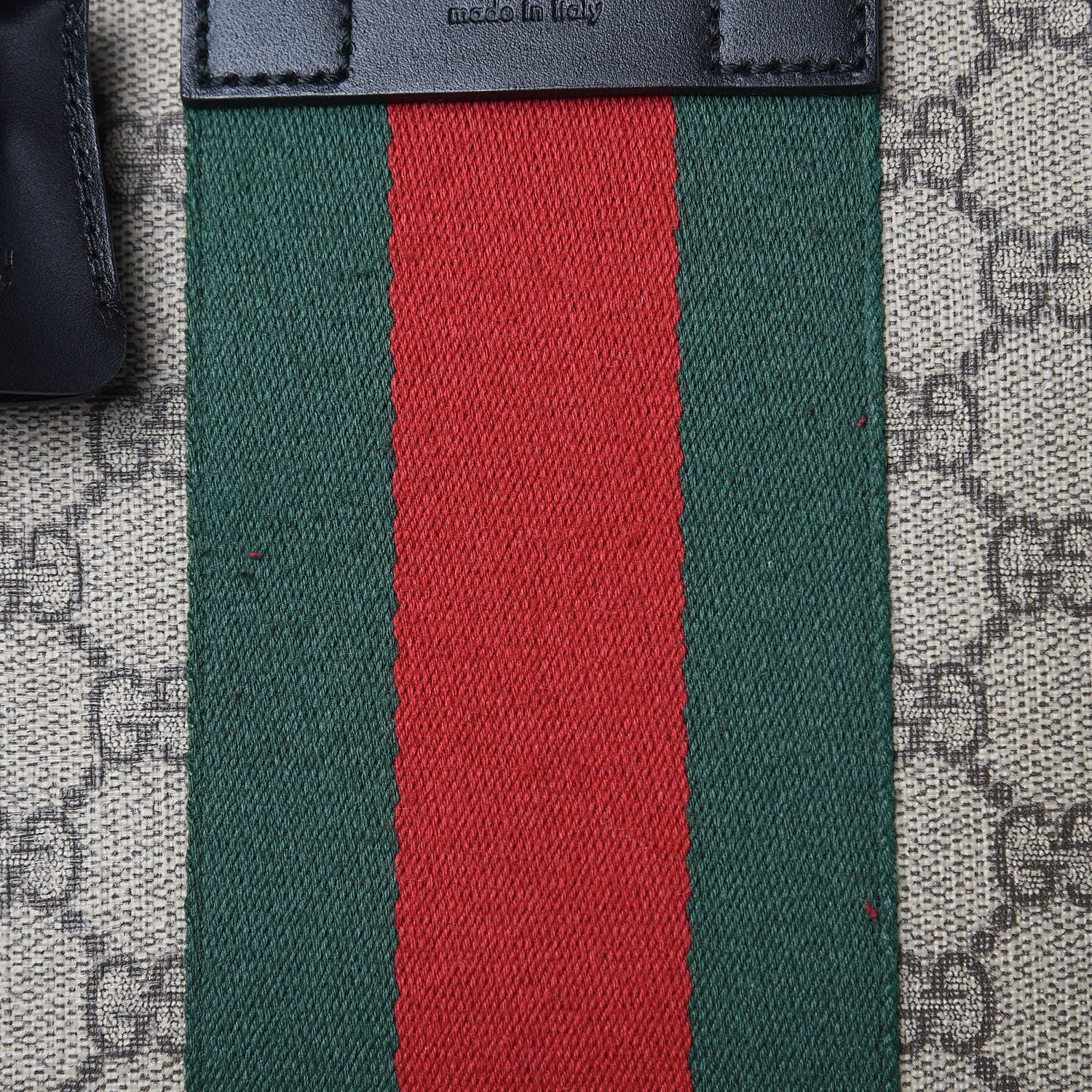 Gucci GG Supreme Monogram Web Medium Zippered Tote Beige Black 11 of 11