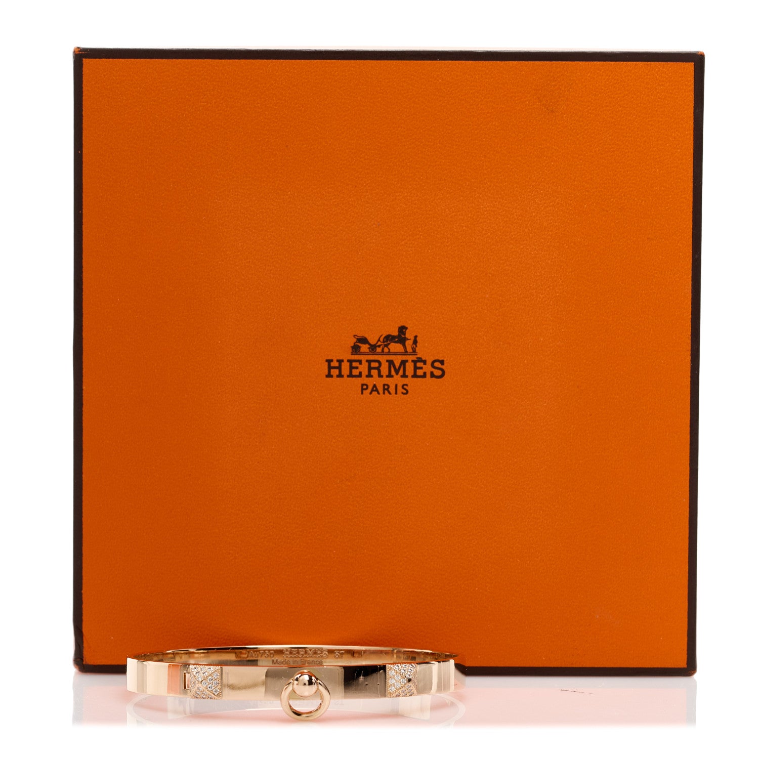 Hermes 18K Rose Gold Diamond PM Collier De Chien Bracelet ST 4 of 4