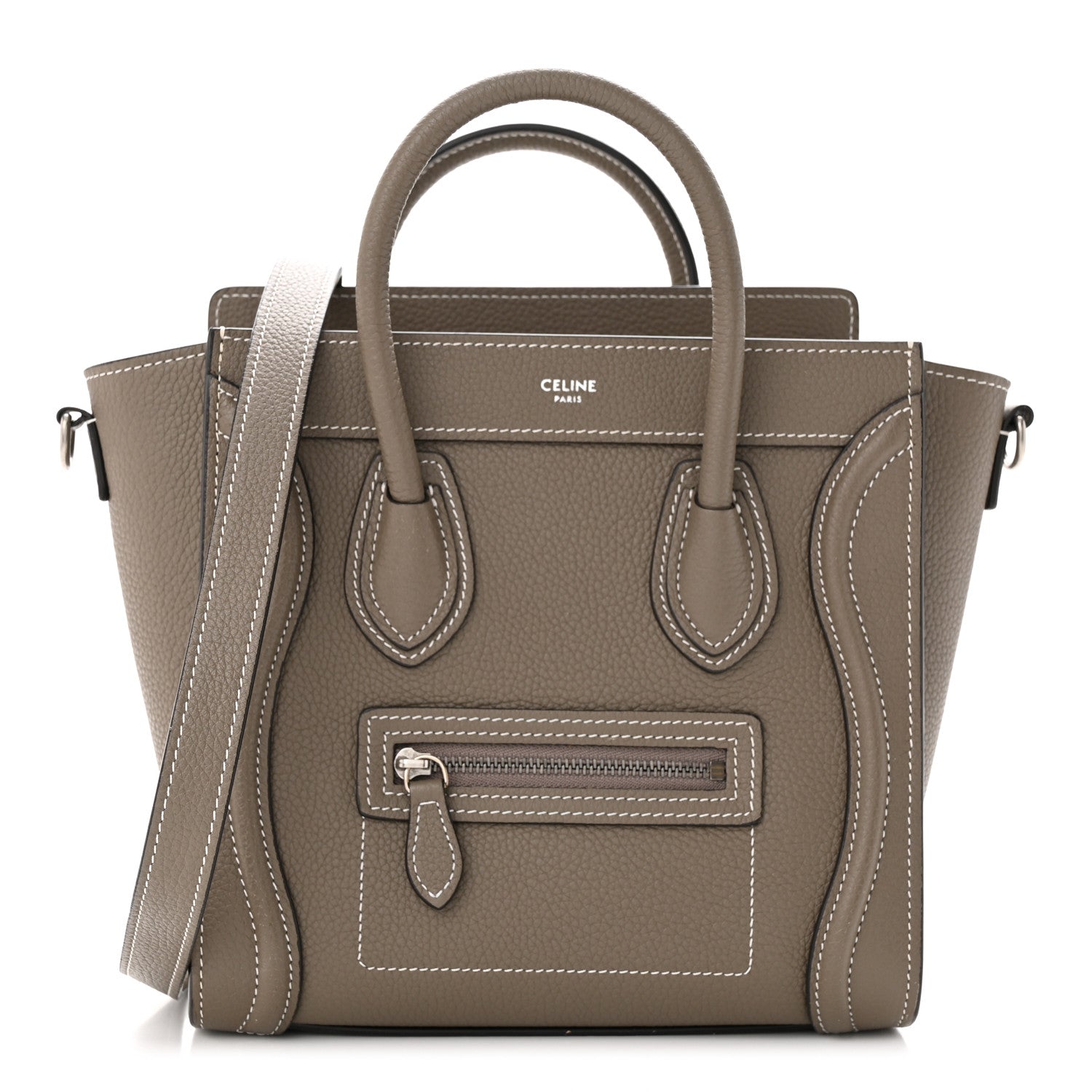 Celine Drummed Calfskin Nano Luggage Souris 1 of 11