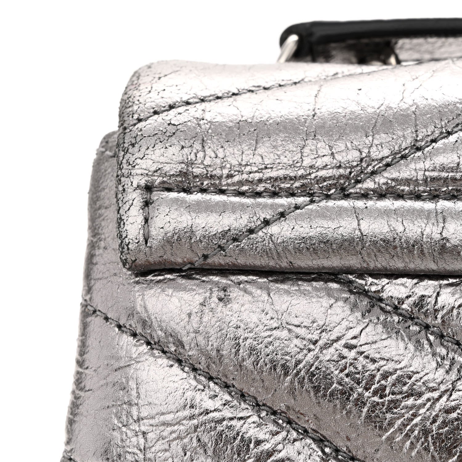 Saint Laurent Metallic Calfskin Y Quilted Monogram Small Loulou Chain Satchel Acciaio 11 of 13