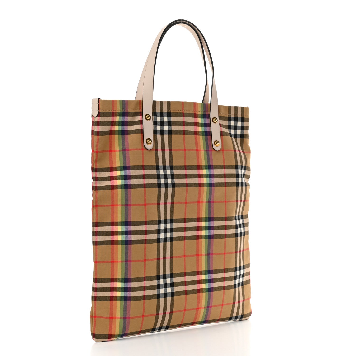 Burberry Vintage Rainbow Check Shopper Tote White 2 of 12