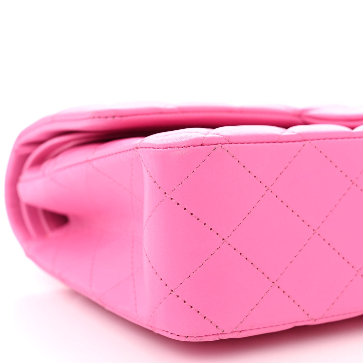 Lambskin Quilted Medium Double Flap Neon Pink