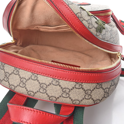 Gucci GG Supreme Monogram Web Kingsnake Heart Embroidered Small Day Backpack Red 5 of 8