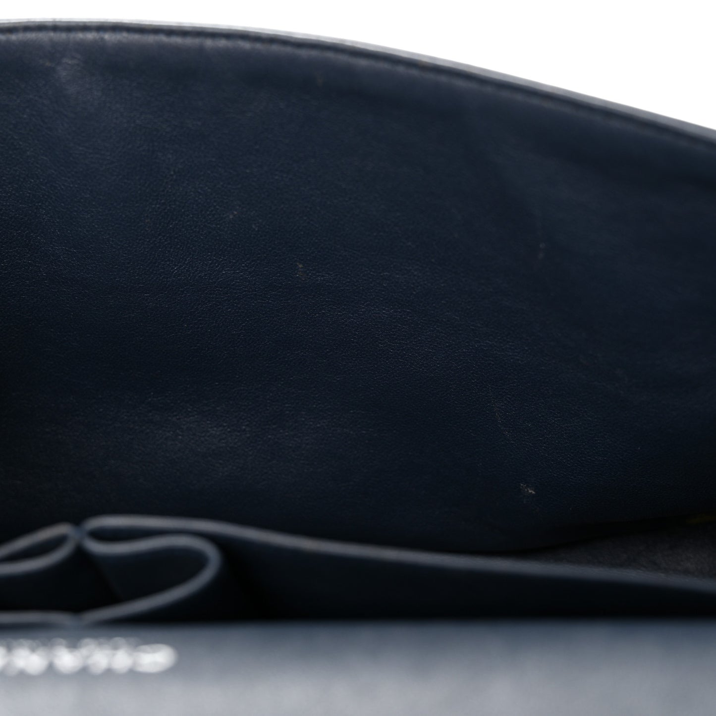 Patent Chevron Quilted Jumbo Double Flap Navy