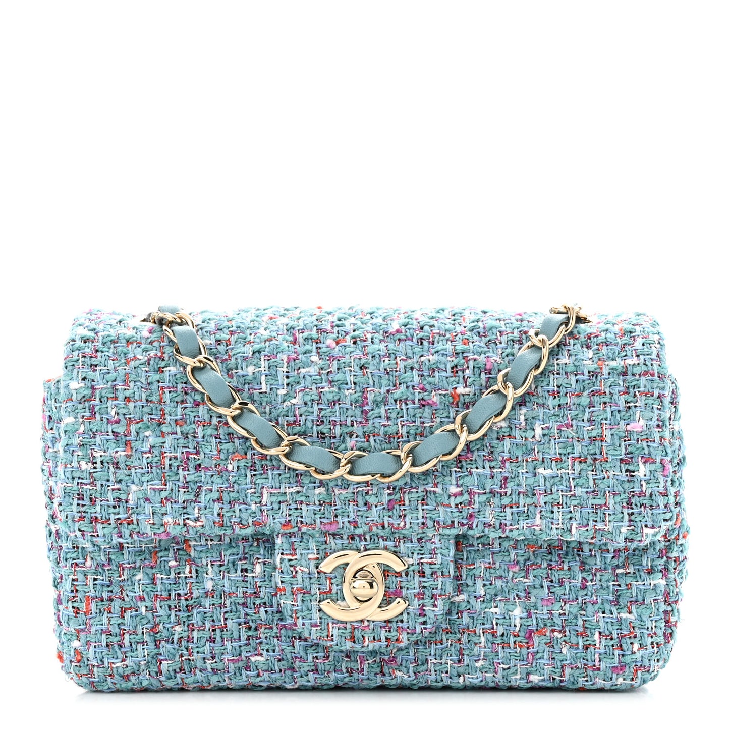 Tweed Quilted Mini Rectangular Flap Turquoise Purple White Red