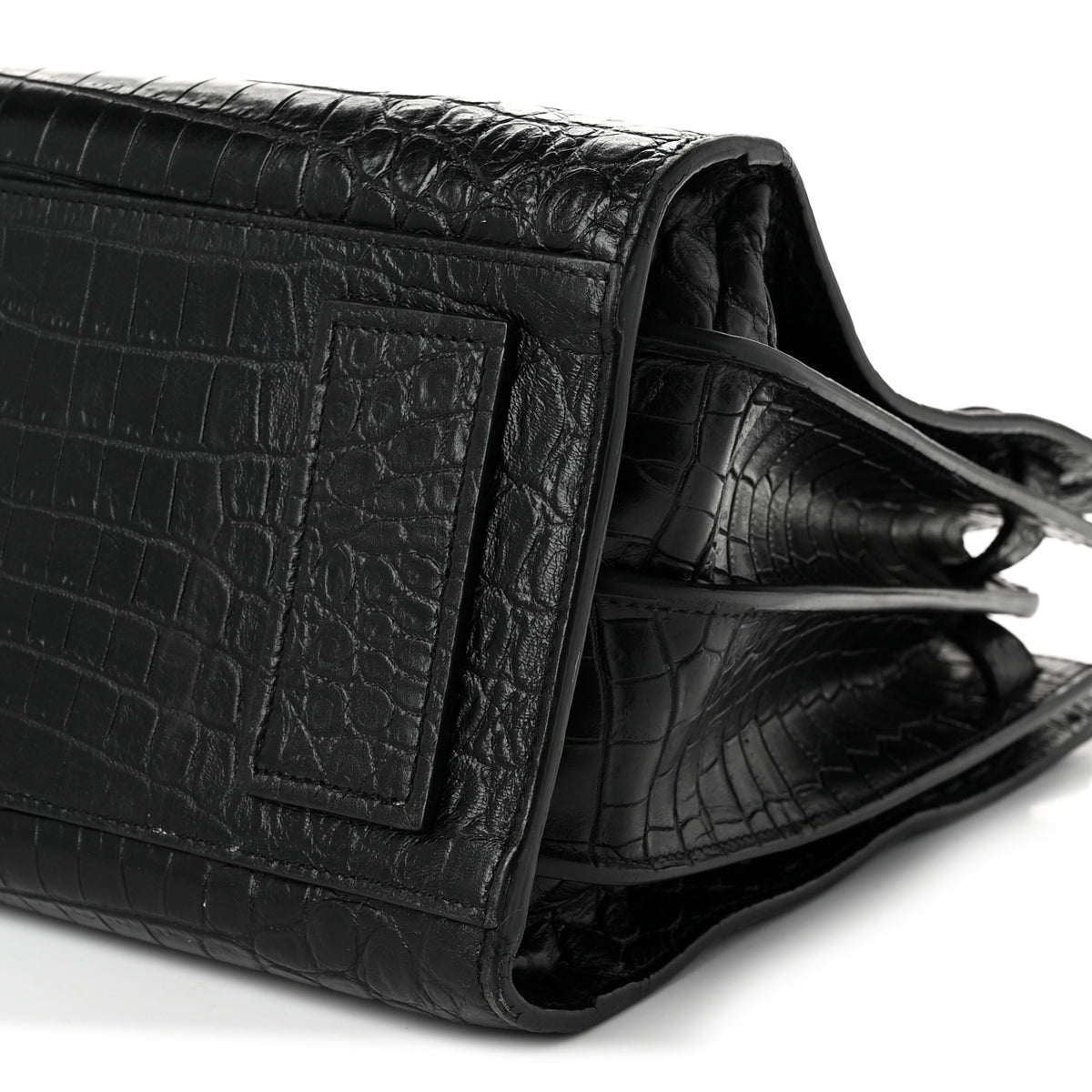 Saint Laurent Calfskin Crocodile Embossed Small Supple Sac de Jour Black 10 of 10