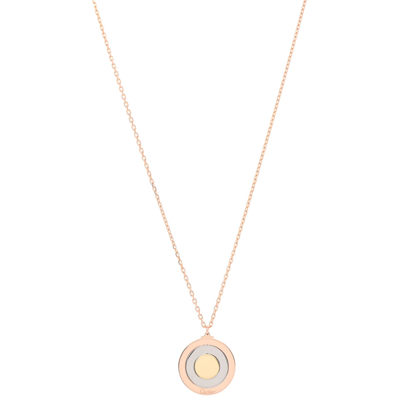 18K Pink Yellow White Gold Trinity Disc Pendant Necklace