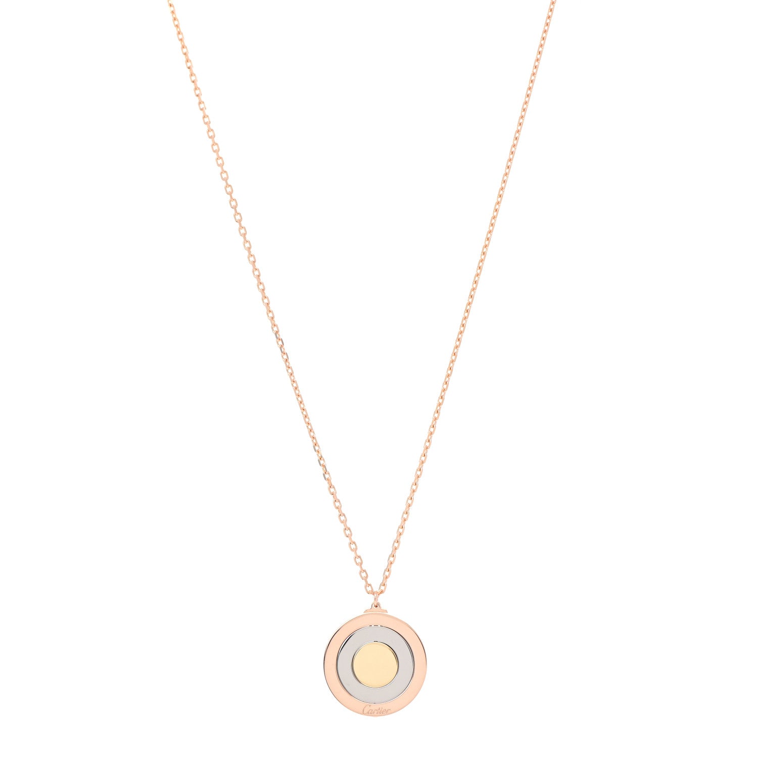 Cartier 18K Pink Yellow White Gold Trinity Disc Pendant Necklace 1 of 5