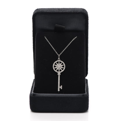 Tiffany Platinum 18K White Gold Diamond Star Key Pendant Necklace 5 of 5