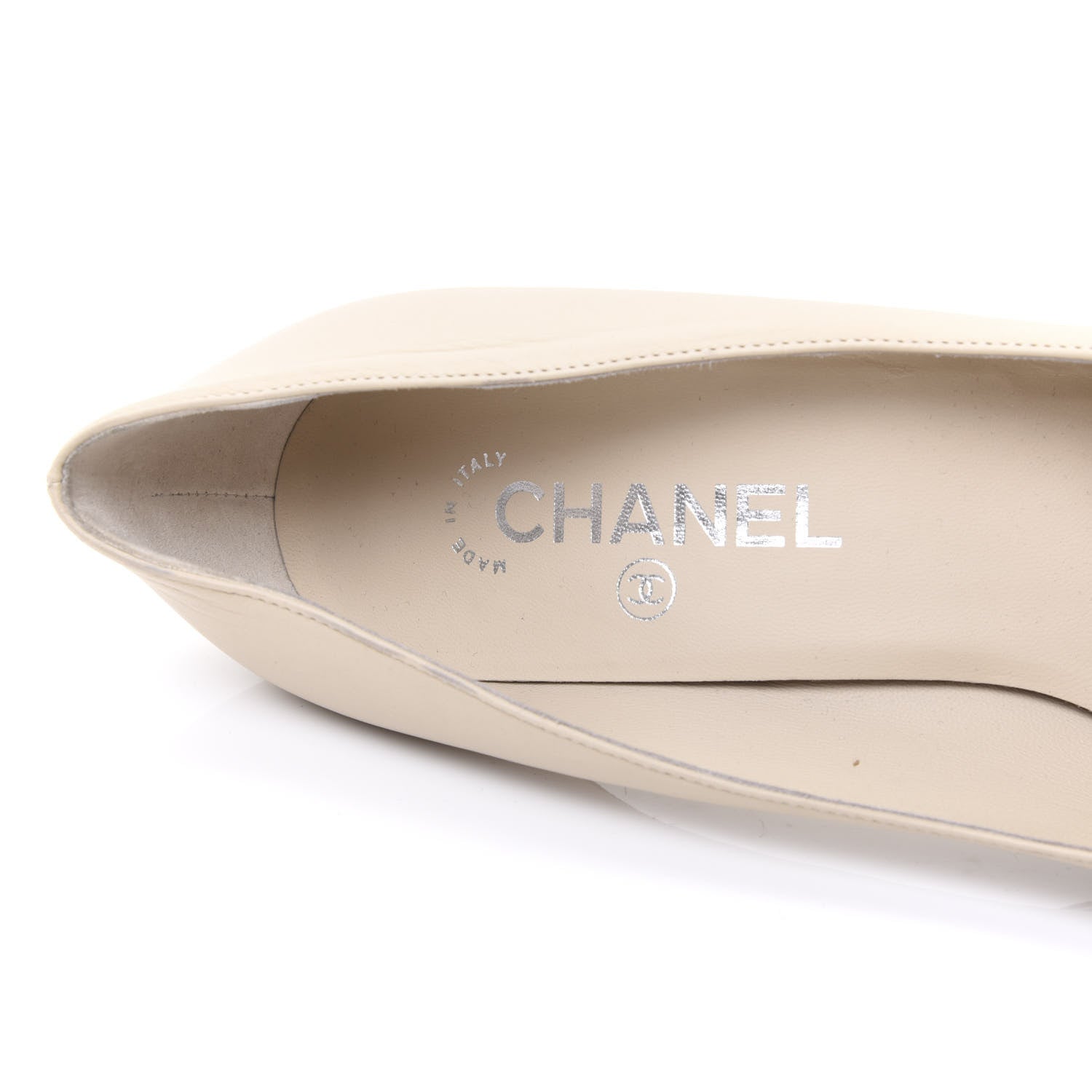 Chanel Calfskin CC Cap Toe Platform Chain Pumps 39 Beige Black 7 of 8