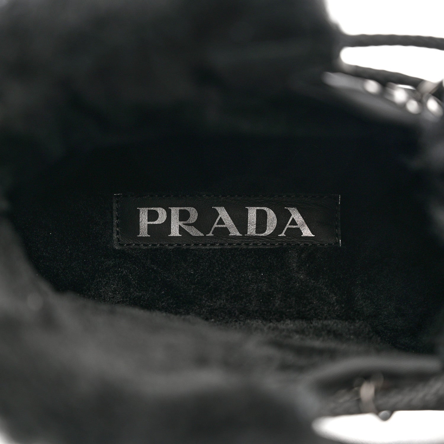 Prada Calfskin Nylon Shearling Metal Triangle Logo Brixxen Boots 37.5 Black 7 of 9