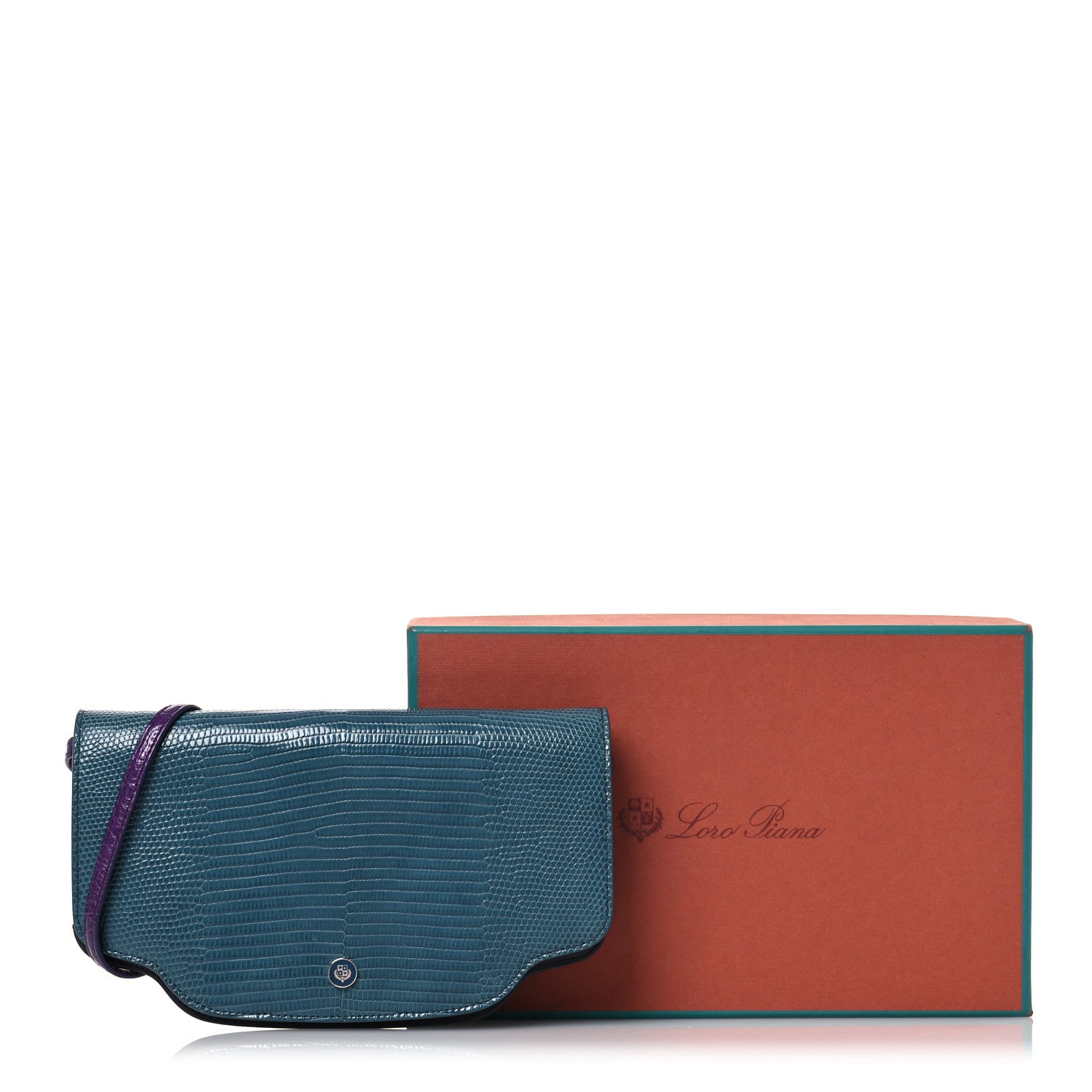 Loro Piana Lizard Crocodile Sesia Clutch Green Black Purple