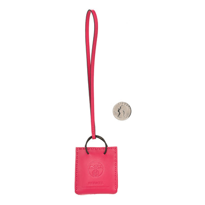 Hermes Milo Lambskin Swift Shopping Bag Charm Rose Mexico 2 of 3