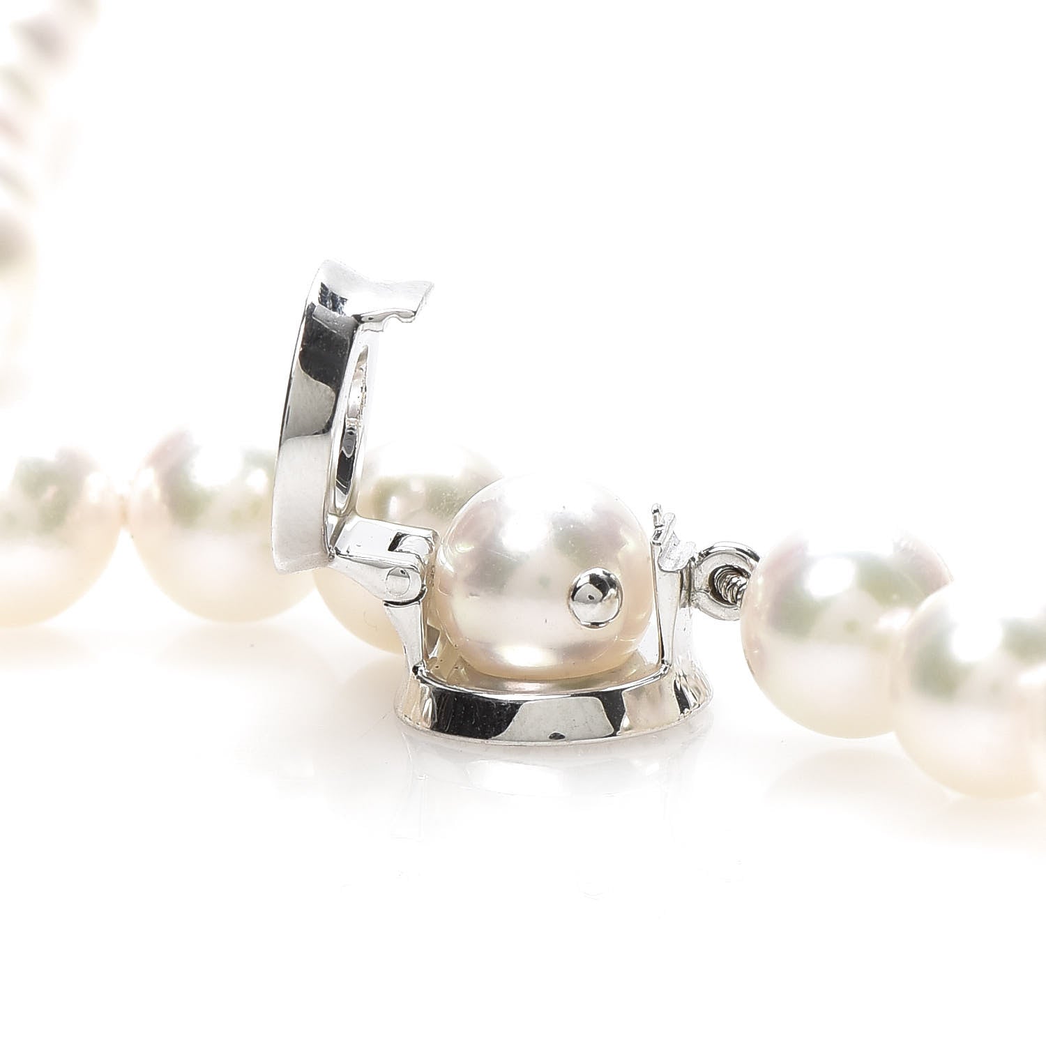 Mikimoto 18K White Gold Diamond Akoya Pearl 7-7.5mm Lariat Strand Necklace 5 of 6