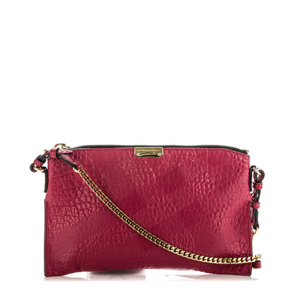 Burberry Signature Grain Calfskin Check Embossed Peyton Crossbody Clutch Bag Vibrant Fuchsia 1 of 8