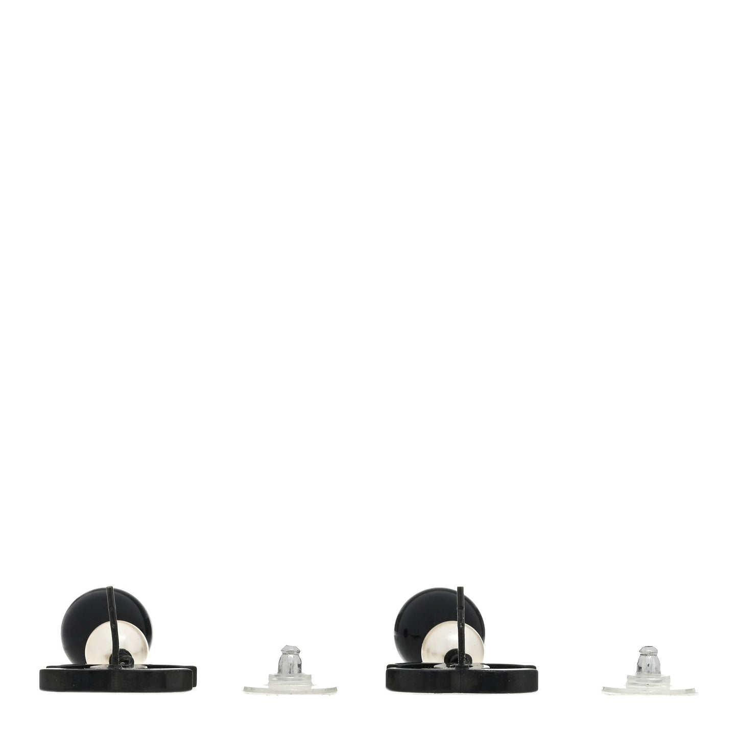 Ruthenium Pearl Bead CC Drop Earrings Black