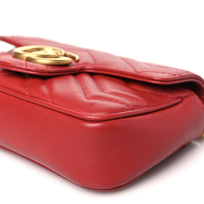 Gucci Calfskin Matelasse Super Mini GG Marmont Shoulder Bag Hibiscus Red 10 of 10