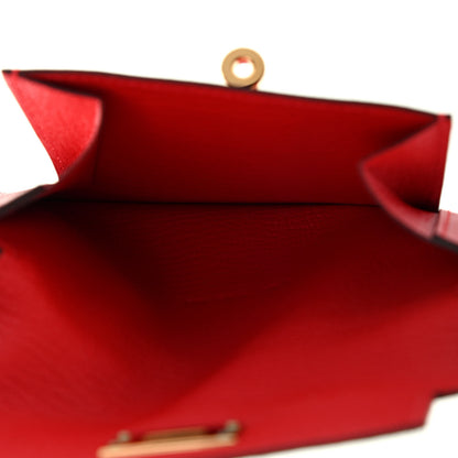 Hermes Chevre Mysore Kelly Pocket Compact Wallet Rouge de Coeur 5 of 7
